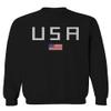 0065. USA American Flag United States of America Patriotic Military Style Men's Crewneck Sweatshirt (Black Medium) view 1