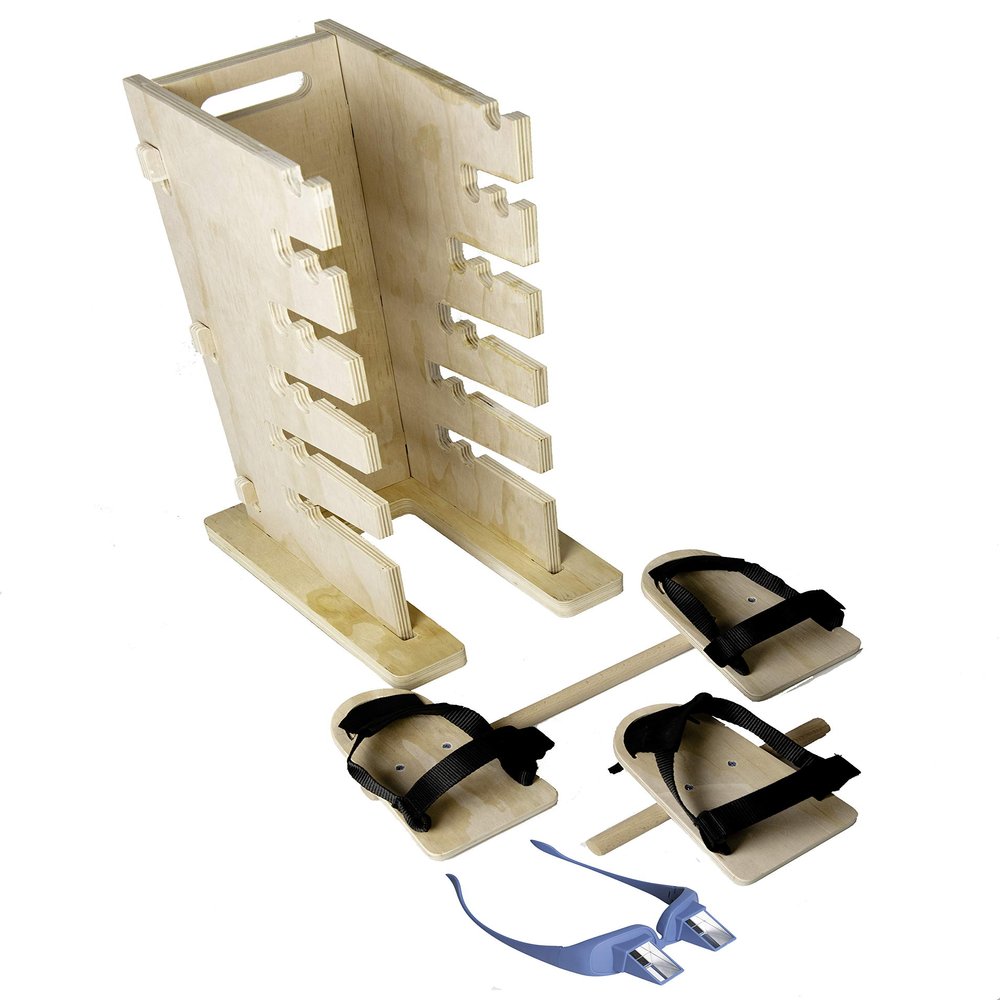 Pain Free-Posture Multi-Positioning TOWER & Blue Prism Glasses (Includes Single & Double Pedal)- INTENDED for POSTURE EXERCISES, YOGA-New & Improved with Upgraded & Better Made Pedals- Thicker & Sturdy-Safe & Easy to Use-HIp Flevor Release-Neck Hip L