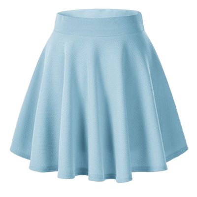 Urban CoCo Women's Basic Versatile Stretchy Flared Casual Mini Skater Skirt (XL, Light Blue)