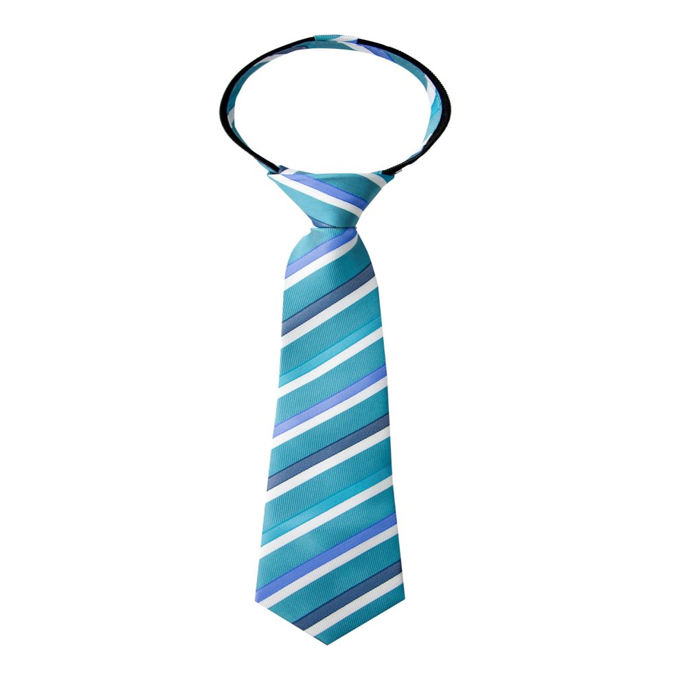 Spring Notion Boy's Striped Woven Zipper Tie Light Blue Medium