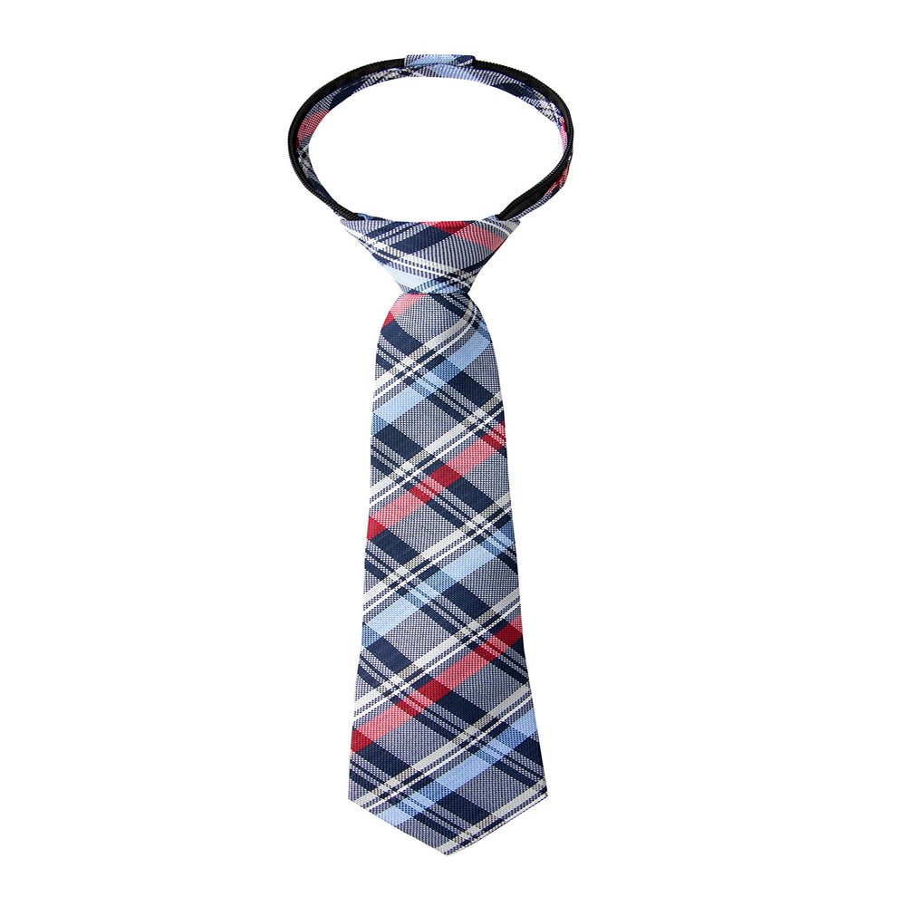 Spring Notion Boy's Tartan Plaid Woven Zipper Tie Navy Small