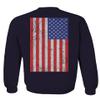 0072. Vintage American Flag United States Graphic USA 4th of July Memorial Military Patriotic Style Men's Crewneck Sweatshirt (Navy Medium) view 3
