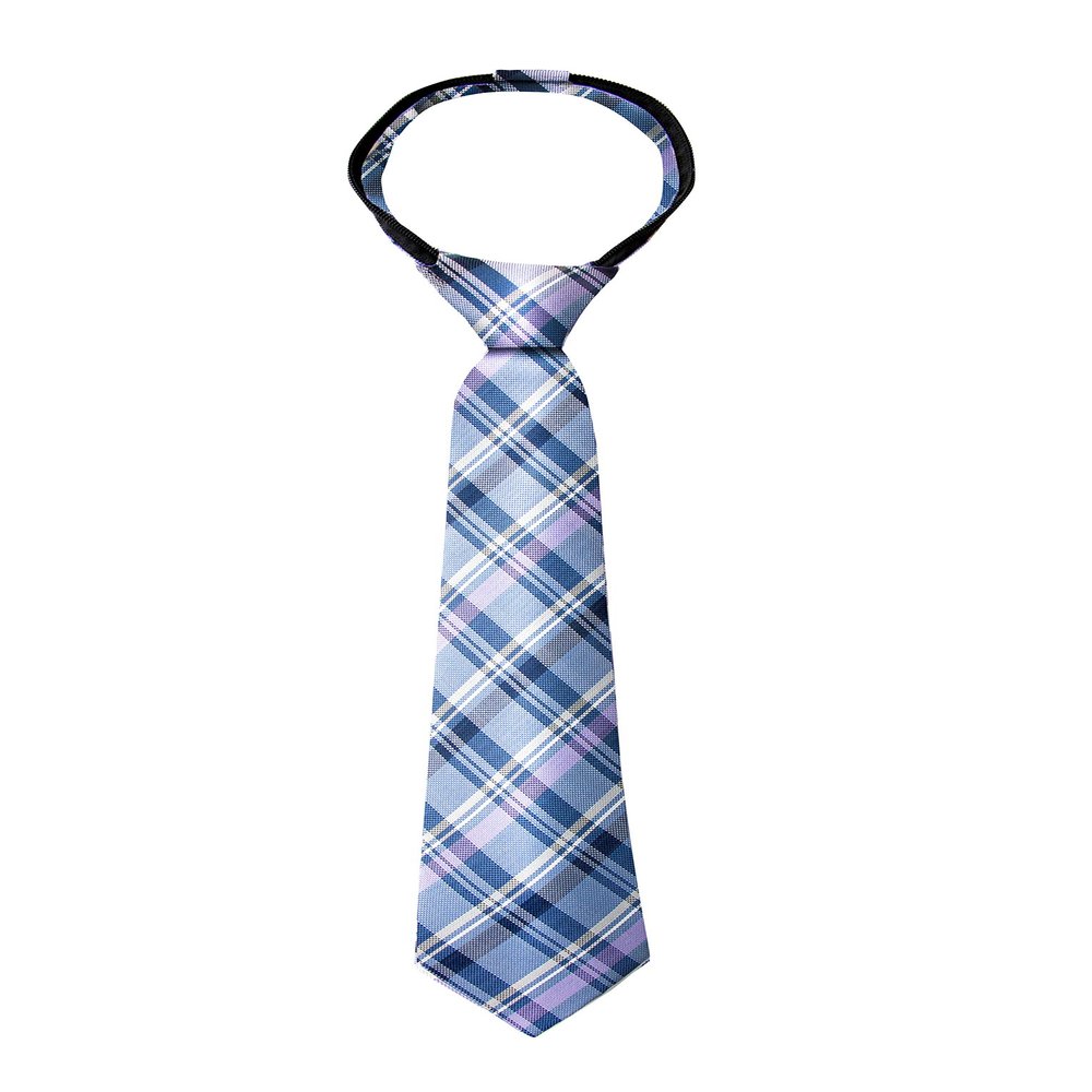 Spring Notion Boy's Tartan Plaid Woven Zipper Tie Purple Small