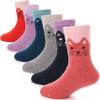 ANTSANG Kids Merino Wool Hiking Socks Toddlers Boys Girls Winter Warm Thick Thermal Crew Boot Heavy Cozy Snow Cabin Gift Snowboarding Socks 6 Pairs for Child(Cat,4-7Y) view 1
