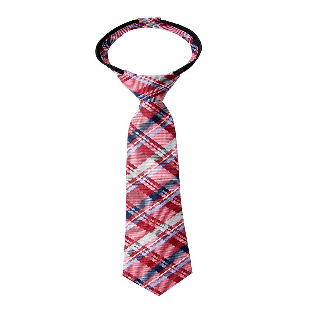 Spring Notion Boy's Tartan Plaid Woven Zipper Tie Red X-Large