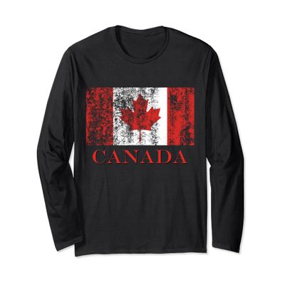 Canada Distressed Canadian Flag Long Sleeve Shirt