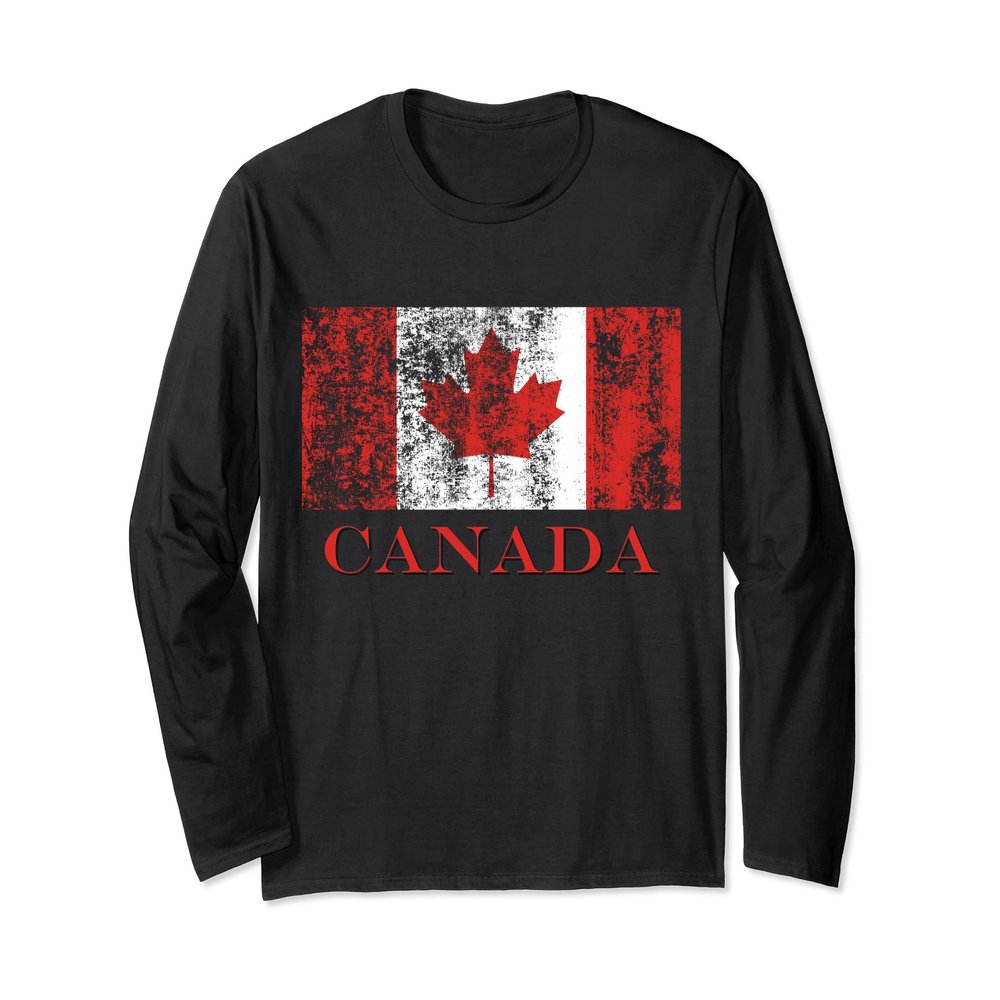 Canada Distressed Canadian Flag Long Sleeve Shirt