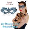 Blue Masquerade Mask For Women - Lace Masquerade Masks for Masquerade Party, Proms, Photo Shoot, Venetian Party, Mardi Gras, Halloween & Cosplay - Iridescent Blue Color - Made in the USA view 3