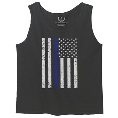 0075. Big Flag USA American Police Support Blue Lives Matter Thin Line Patriotic Style Men's Tank Top (Charcoal, X-Large)