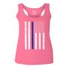 0075. Big Flag USA American Police Support Blue Lives Matter Thin Line Patriotic Style Women's Tank Top Racerback (Pink Large) view 1
