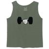 0079. Workout weigthLifting Fitness Cartoon Glove Dumbells Gym Lifting Lift Graphic Men's Fitted Tank Top (Olive, X-Large) view 1