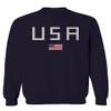 0065. USA American Flag United States of America Patriotic Military Style Men's Crewneck Sweatshirt (Navy Medium) view 1