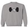 0079. Workout weigthLifting Fitness Cartoon Glove Dumbells Gym Lifting Lift Graphic Men's Crewneck Sweatshirt (Light Gray Medium) view 1