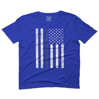 0075. Big Flag USA American Police Support Blue Lives Matter Thin Line Patriotic Style for Men T Shirt (Royal 2X-Large)