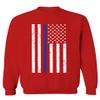 0075. Big Flag USA American Police Support Blue Lives Matter Thin Line Patriotic Style Men's Crewneck Sweatshirt (Red, X-Large) view 1