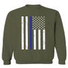 0075. Big Flag USA American Police Support Blue Lives Matter Thin Line Patriotic Style Men's Crewneck Sweatshirt (Olive, X-Large) view 1