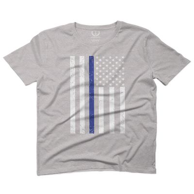 0075. Big Flag USA American Police Support Blue Lives Matter Thin Line Patriotic Style for Men T Shirt (Light Gray 2X-Large)