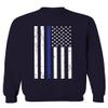 0075. Big Flag USA American Police Support Blue Lives Matter Thin Line Patriotic Style Men's Crewneck Sweatshirt (Navy Small) view 1