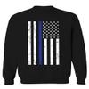 0075. Big Flag USA American Police Support Blue Lives Matter Thin Line Patriotic Style Men's Crewneck Sweatshirt (Black Small) view 1
