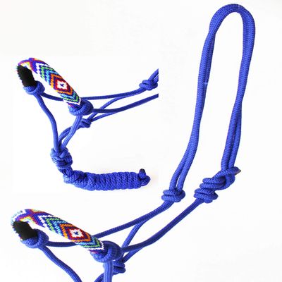 CHALLENGER Nylon Horse Braided Rope Halter Beaded Noseband Lead Rope 606RT03