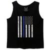 0075. Big Flag USA American Police Support Blue Lives Matter Thin Line Patriotic Style Men's Tank Top (Black, Small)