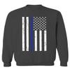 0075. Big Flag USA American Police Support Blue Lives Matter Thin Line Patriotic Style Men's Crewneck Sweatshirt (Characol Large) view 1