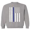 0075. Big Flag USA American Police Support Blue Lives Matter Thin Line Patriotic Style Men's Crewneck Sweatshirt (Light Gray Medium) view 1