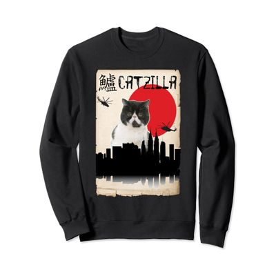 Exotic Shorthair black Cat Catzilla Sweatshirt