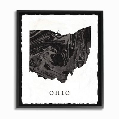 The Stupell Home Dcor Collection Black and Grey Marbled Paper Ohio State Silhouette