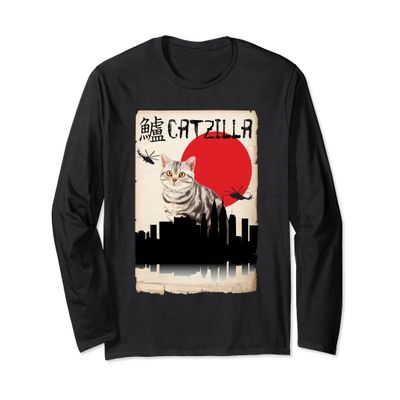 American Shorthair Cat Catzilla Long Sleeve Shirt