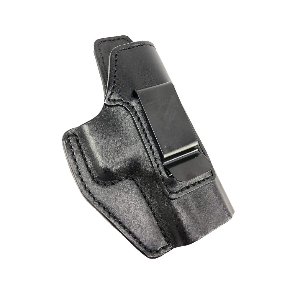 IWB (Inside of Waistband), Genuine Top Grain Leather,Deep Conceal Carry, Open Muzzle, Metal Clip, Black, Right Hand, Fit Glock 19, 23, 32,38