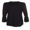 Charter Club Womens Contrast Trim Pleated Cardigan Sweater Black M view 2