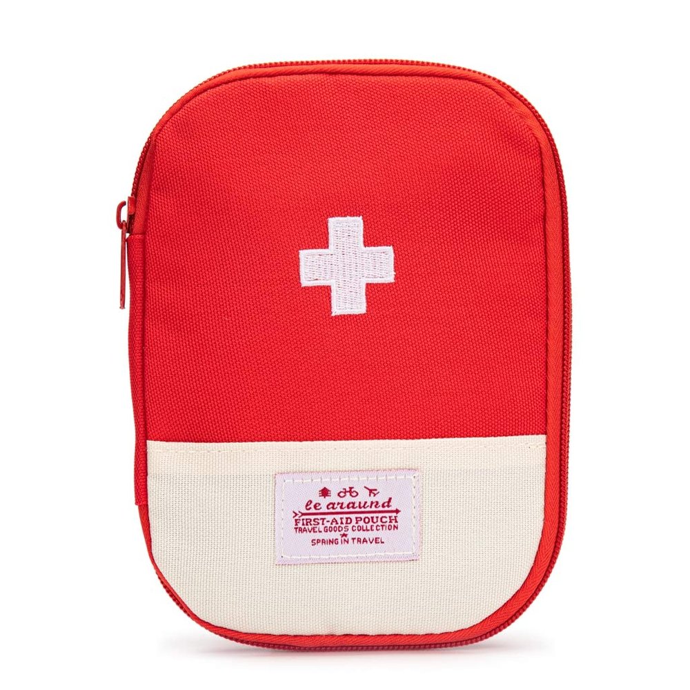 Jipemtra Red First Aid Bag Empty 1st Aid Bag Section Dividers Medical Travel Case Emergency First Responder Storage Compact Medicine Bag for Car Home Office Kitchen Sport Outdoors (Red)