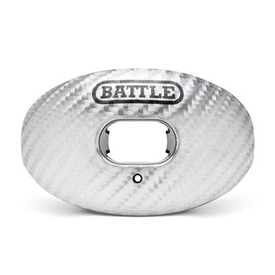Battle Sports Carbon Oxygen Football Mouthguard - with a Convertible Strap, Superior Airflow & Better Performance, Maximum Protection & Breathability Football Mouthpiece, Works with Braces - Silver