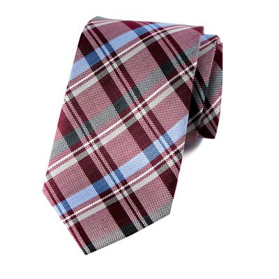 Spring Notion Men's Tartan Plaid Woven Necktie Burgundy