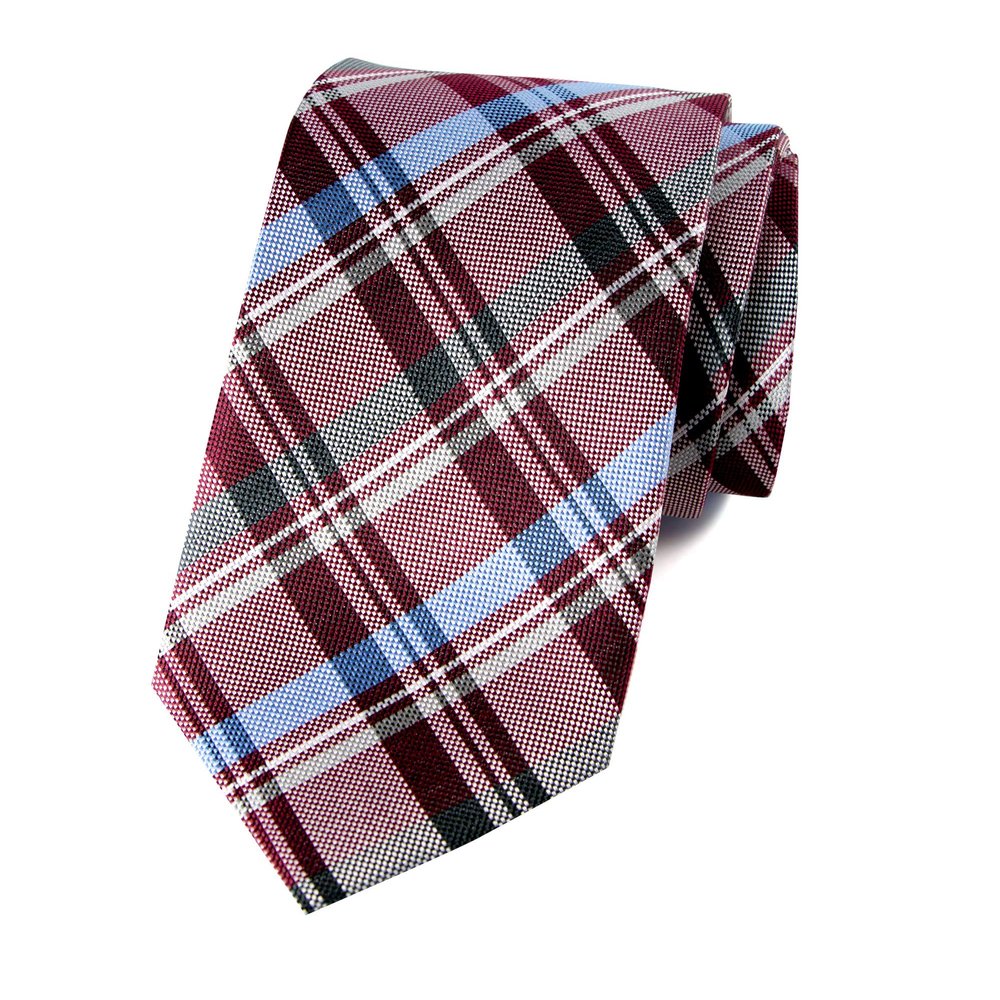 Spring Notion Men's Tartan Plaid Woven Necktie Burgundy