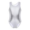 Freebily Sleeveless Dance Leotard for Girls Gymnastics Unitards Workout Training Biketards Athletic Bodysuit Tops Activewear Silver Open Back with Straps 7-8 Years view 1
