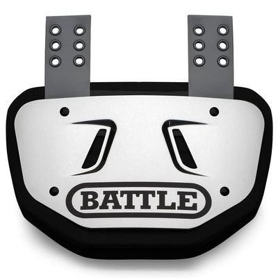 Battle Sports Chrome Football Back Plate  Hard Shell Lower Back Protector with Contoured Foam for High-Impact Protection - Adult, Silver/Black Chrome