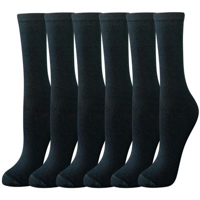 Amazon Essentials Women's Cotton Crew Socks, 6 Pairs, Black, 8-12