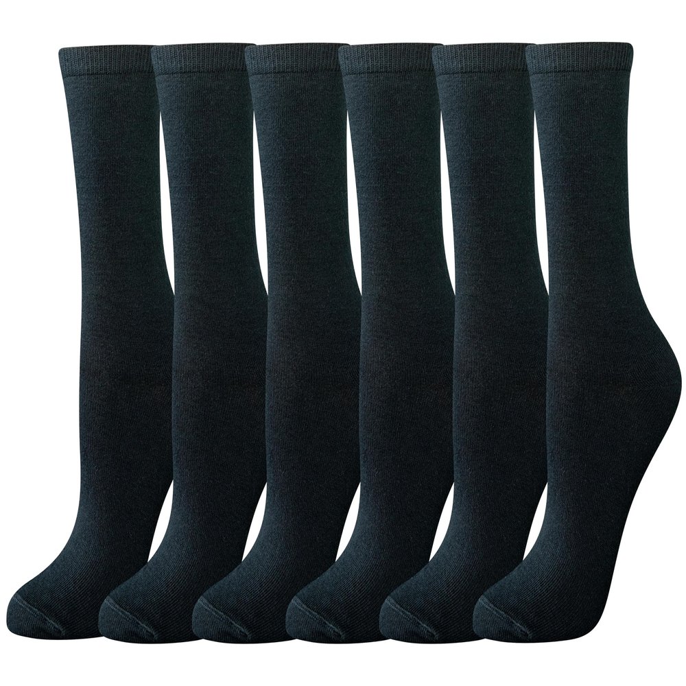 Amazon Essentials Women's Cotton Crew Socks, 6 Pairs, Black, 8-12