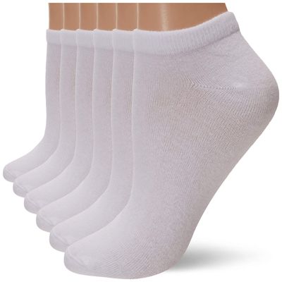 Amazon Essentials Women's Casual Low-Cut Socks, Lightweight, 6 Pairs, White, 8-12