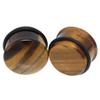 14mm 9/16" Natural Tiger-eye Stone Single Flared Ear Gauge Plug Saddle Tunnel Stretcher Starter Expander view 4