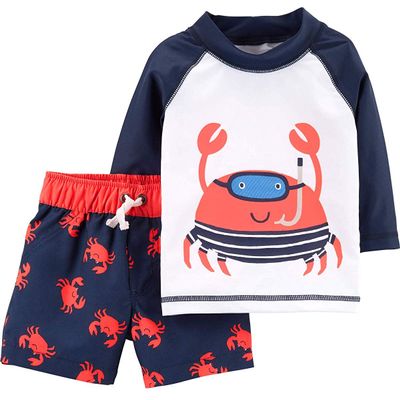 Carter's Baby Boy's Rashguard Swim Set Swimwear, Crab, 3 Months