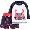 Carter's Baby Boy's Rashguard Swim Set Swimwear, Crab, 3 Months view 1