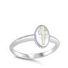 White Simulated Opal Christian Cross Purity Ring .925 Sterling Silver Band Size 5 view 2