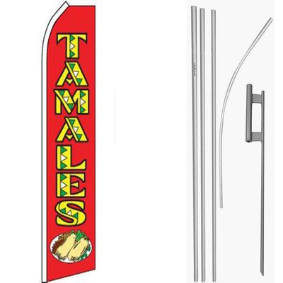 MWS Tamales Red/Yellow Swooper Flag & 16ft Flagpole Kit/Ground Spike