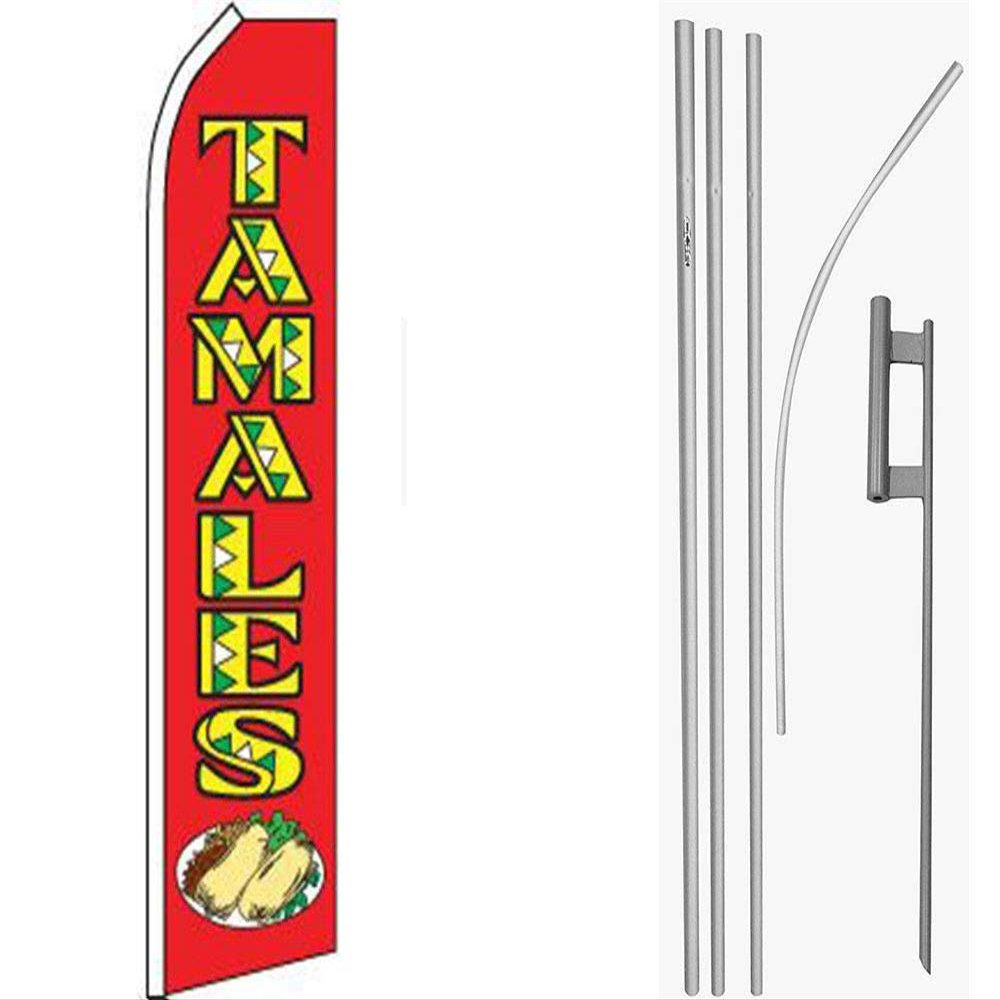 MWS Tamales Red/Yellow Swooper Flag & 16ft Flagpole Kit/Ground Spike