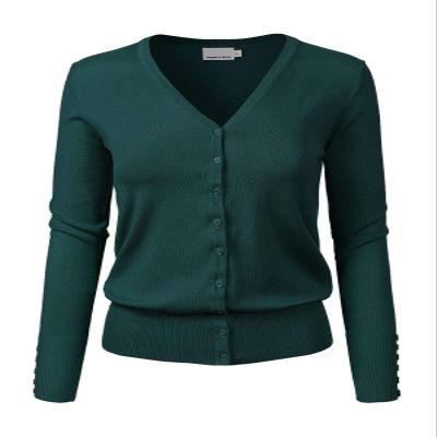 Design by Olivia Women's Classic Button Down Long Sleeve V-Neck Soft Knit Sweater Cardigan Teal M