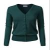 Design by Olivia Women's Classic Button Down Long Sleeve V-Neck Soft Knit Sweater Cardigan Teal M view 1