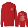 0081. Hecho En Mexico Mexican Flag Coat of Arms Escudo Mexicano 5 Mayo Men's Crewneck Sweatshirt (Red, Medium)